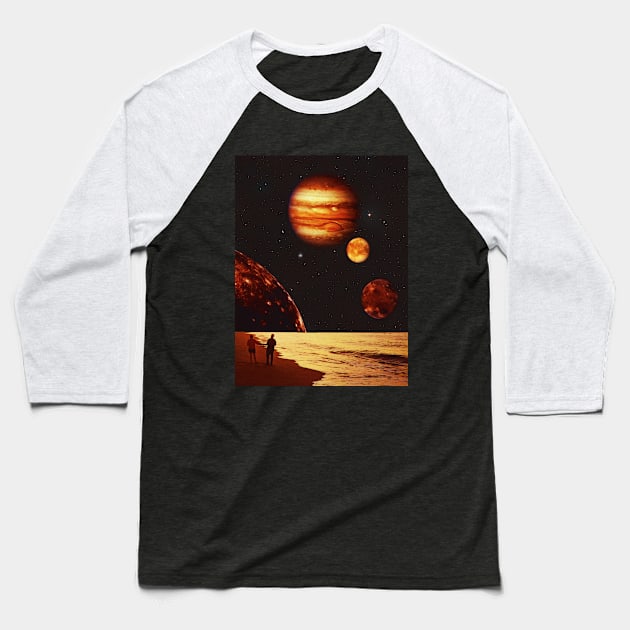 Summer Nights - Space Collage, Retro Futurism, Sci-Fi Baseball T-Shirt by jessgaspar